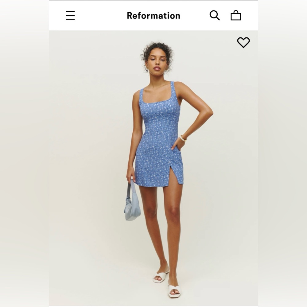 Reformation Noha blue floral sleeveless mini dress